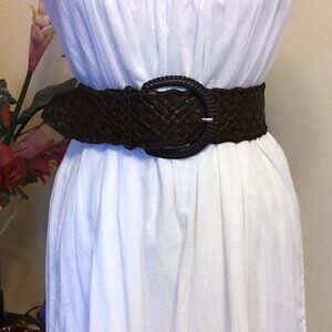 VTG NWOT HYDE Collection Belt Dark Brown Braided Genuine Leather Fashion Vintage